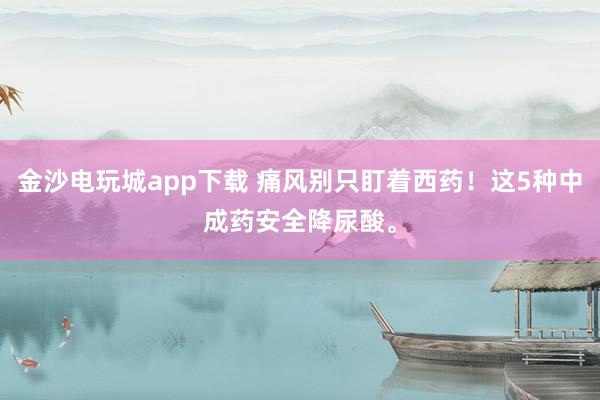 金沙电玩城app下载 痛风别只盯着西药！这5种中成药安全降尿酸。