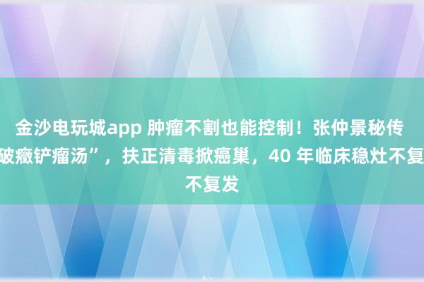 金沙电玩城app 肿瘤不割也能控制！张仲景秘传 “破癥铲瘤汤”，扶正清毒掀癌巢，40 年临床稳灶不复发