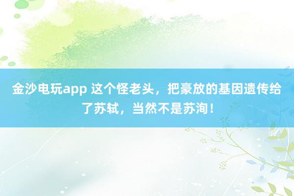 金沙电玩app 这个怪老头，把豪放的基因遗传给了苏轼，当然不是苏洵！