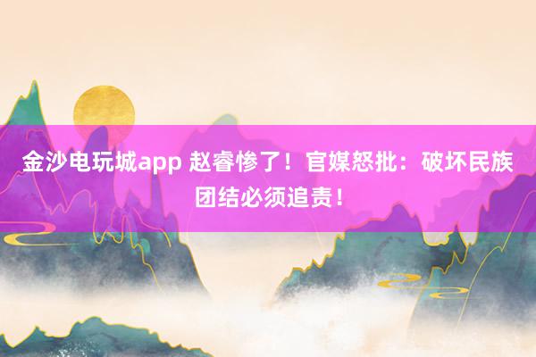 金沙电玩城app 赵睿惨了！官媒怒批：破坏民族团结必须追责！