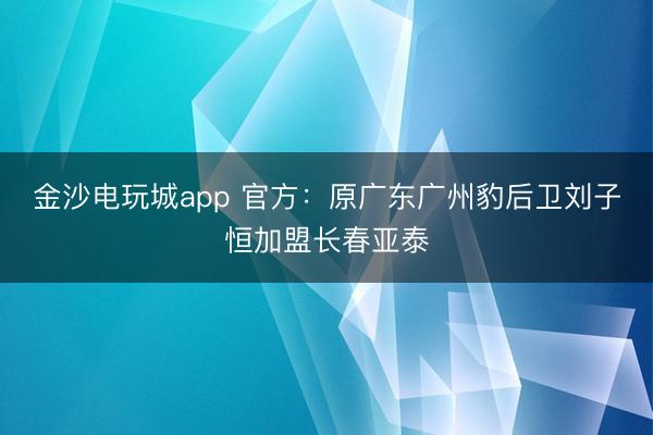 金沙电玩城app 官方：原广东广州豹后卫刘子恒加盟长春亚泰